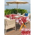 thumbnail image 4 of Outdoor Tablecloth with Umbrella Hole and Zipper, Red Snowflake Christmas Rectangle Table Cloth 52x70 Inch Waterproof Tablecloth, Winter Xmas Star Snowflake Picnic Table Cover for Patio Camping, 4 of 7