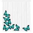 thumbnail image 3 of Ambesonne Spring Shower Curtain, Sunny Butterflies Morphs, 69"Wx84"L, Black Turquoise, 3 of 5
