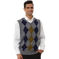 thumbnail image 1 of INSPIRE CHIC Suéter de chaleco de argyle informal para hombre, cuello en V, ajuste delgado, sin mangas, suéter de punto gris L, 1 of 6