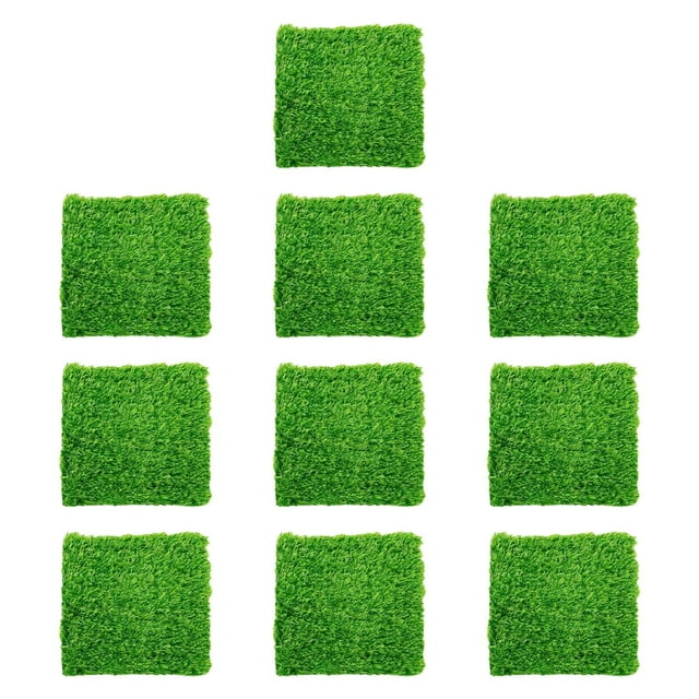 S SERENABLE 10 Pieces Artificial Grass Square Mat Set DIY Indoor Outdoor Multifunctional