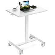 Furnest Furniture Indoor Furniture Tables & Desks Adjustable Height Mobile Small Standing Desk with Lockable Wheels, Portable Rolling Design