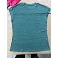 thumbnail image 2 of Womens Crewneck Cap Sleeve T Shirts Banded Bottom Top Loose Fit Short Sleeves Casual Basic Tops, 2 of 9