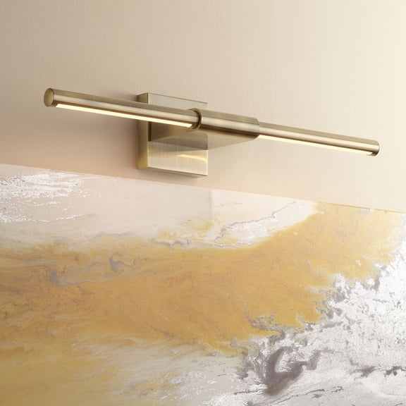 Possini Euro Design Anthony 24" High Modern Picture Wall Lamp Light Fixture Mount Living Room Indoor LED Gold Antique Brass