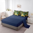 thumbnail image 5 of Castle Fairy Night Tropical Surfboard 7-Piece Twin Bedding,Plumeria Palm Beach Print Bedding Comforter Set,Navy Orange,Navy Blue Reversible, 5 of 7
