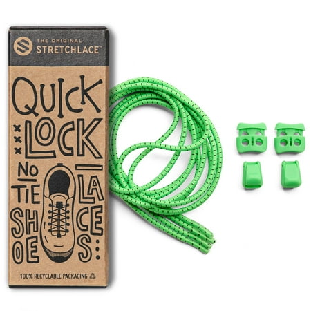 

The Original Stretchlace | Quick Lock No Tie Shoelaces | Elastic Shoe Laces | One Size Fits All | Turns Footwear Into Speedy Slip-On Shoes | GREEN