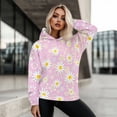 thumbnail image 5 of COEQINE Women's Hoodies Pullover Sweatshirts Oversized Long Sleeves Printing Soft Casual Cozy Fashion Y2K Sweatshirt Loose Lightweight Daisy Floral Pink Fall winter Outfits Clothes, L, 5 of 7