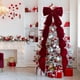 thumbnail image 2 of Adornos navideños, regalos de Navidad, lazo extragrande de terciopelo para árbol de Navidad, 118 x 28 pulgadas, lazo rojo con serpentinas largas, regalo extragrande para envolver regalos, para fiestas, 2 of 6
