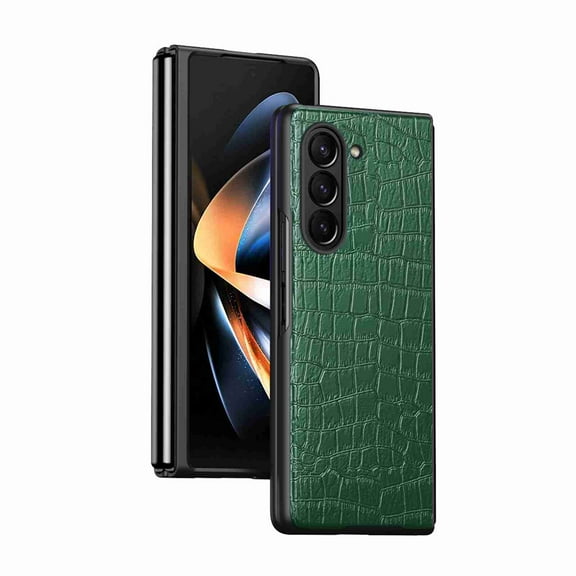 Dteck for Galaxy Z Fold 5 5G Case,Luxury Crocodile Patterned PU Leather TPU Slim Fit Shockproof Full Body Protective Cover with Flexible Grip Phone Case for Samsung Galaxy Z Fold 5 5G 2023,Green