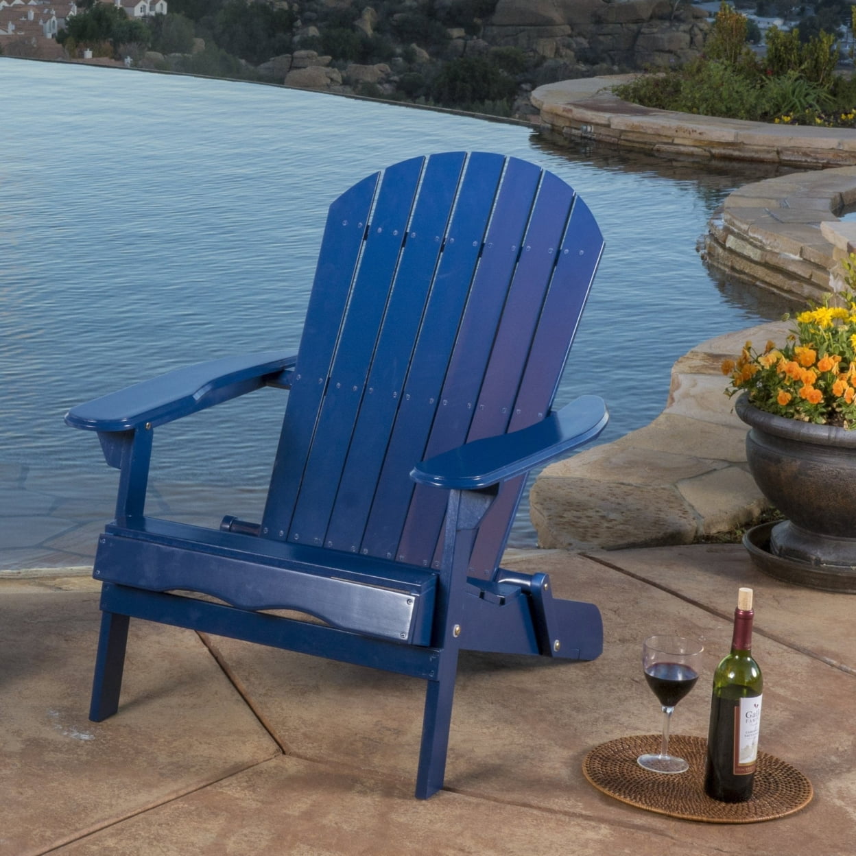 Milan Outdoor Rustic Acacia Wood Folding Adirondack Chair