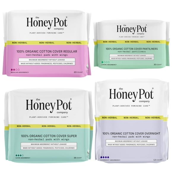 The Honey Pot Company - Pads for Women - Non-Herbal Essentials Bundle - Organic Cotton Cover & Ultra-Absorbent Pulp Core - Sanitary Pads for Women - Feminine Care - FSA & HSA Eligi