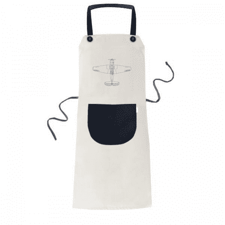 

Aircraft Line Structure Apron Cooking Bib Beige Kitchen Pocket Women Men