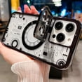 thumbnail image 3 of Compatible with iPhone 14 Pro Max Electroplated Glossy Invisible Lens Bracket Stand Magnetic Circuit Board Pattern TPU Clear Soft Fashion Unique Shockproof Protection Cover for Women Man Black, 3 of 9