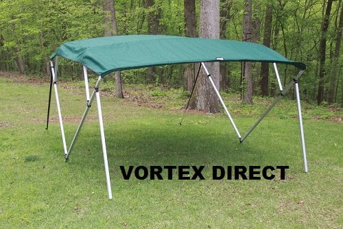 Canopy and Hardware 91-96 Wide Frame 54 High Complete Kit THE VORTEX COMPANY Dark Green/Hunter Green Deck Boat 4 Bow Bimini Top 12 Long
