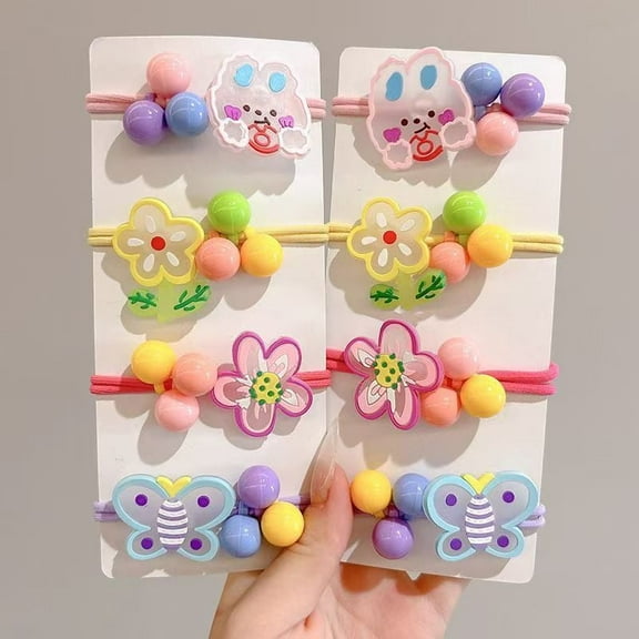 8Pack Pony Cute Hair Ties - Ponytail Holders - No Damage Hair Accessories for Women