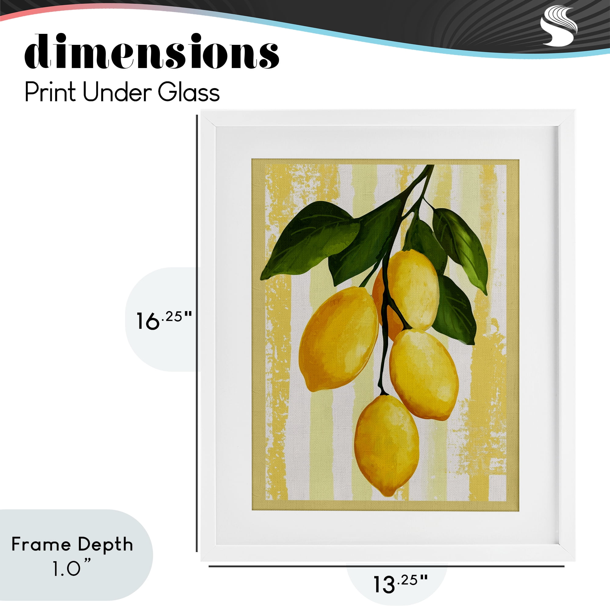 Stupell Industries Lemons on Green Branch White Framed Print Under Glass, design by Yen