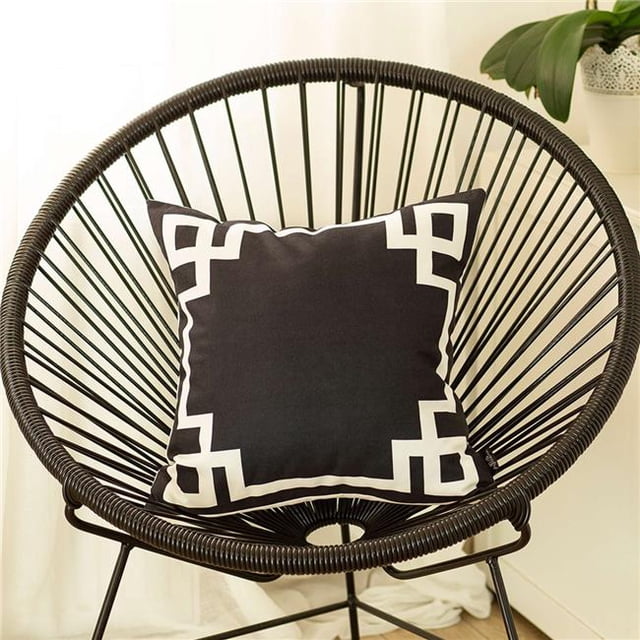 HomeRoots 399389 Black & White Geometric Border Throw Pillow, Multi Color