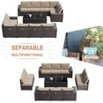 thumbnail image 4 of Gotland Outdoor Patio Furniture Sectional Conversation Set 12Pcs Rattan Wicker 10 Cushion Table Sand, 4 of 7