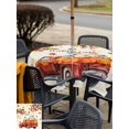 thumbnail image 4 of Outdoor Tablecloth with Umbrella Hole and Zipper, Thanksgiving Truck Square Table Cloth 54x54 Inch Waterproof Tablecloth, Orange Blue White Pumpkin Maple Leaf Picnic Table Cover for Patio Camping, 4 of 7