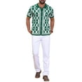 thumbnail image 2 of Men's Argyle Polo Shirt Casual Short Sleeve Plaid Knitted Shirts 2XL Green, 2 of 6