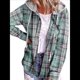 thumbnail image 2 of Sudadera con Capucha A Cuadros Estilo para Mujer, de Larga, con Botones y Cordón, Informal, para Otoño, con Bolsillo. Verde M, 2 of 7