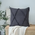 thumbnail image 4 of Ox Bay Sara 20" x 20" Dark Gray Shag Diamond Cotton Adult Decorative Throw Pillow, 4 of 7