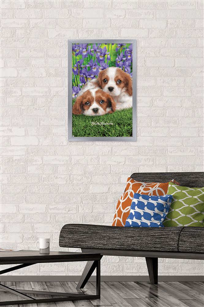 Keith Kimberlin - Cavalier King Charles Puppies Wall Poster, 14.725" x 22.375", Framed