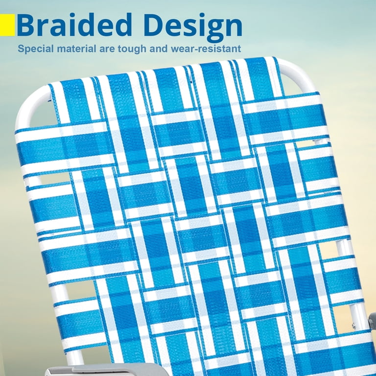 Ktaxon 4Pcs Patio Folding Web Lawn Chair Set, Outdoor Beach Chair