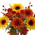 thumbnail image 2 of Mainstays 20.5in Indoor Artificial Yellow Sunflower and Orange Dahlia Bouquet., 2 of 5