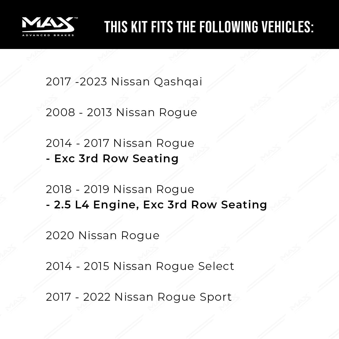 MAX Advanced Brakes - Front Brake Kit For 2008-2020 Nissan Rogue (Excl. 3rd Row Seating) | Carbon Ceramic Brake and Rotor Kit | Daily Performance Drilled Slotted Brake Rotors