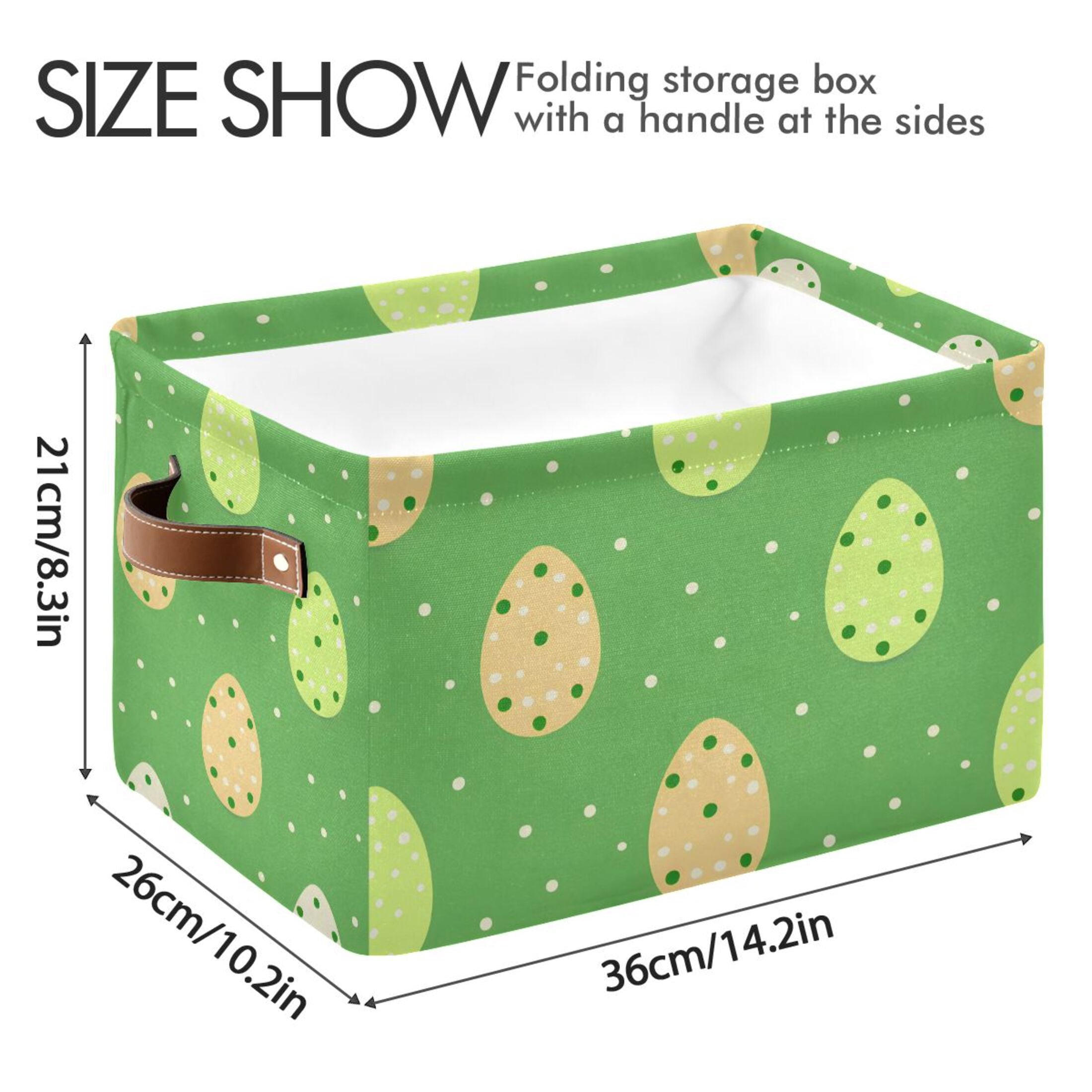 Ryvnso Easter on Polka Dots Storage Basket Large Bin Foldable Boxes Toys Organizer 14.2x10.2x8.3in 2 PCs