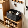 thumbnail image 4 of Woven Rope Storage Basket | Black Plastic Organizer Basket for Bathroom, Bedroom, Kitchen, Office | Decorative Wicker Basket for Cosmetics, Sundries, Toys, 9.8"x7.4"x5.5", 4 of 6