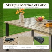 Sophia & William 7-Piece Outdoor Patio Dining Set Teak-grain Table and Chairs Metal Furniture Set