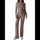 thumbnail image 1 of Conjuntos de 2 Piezas para Mujer, Larga, Cuello Redondo, Pantalones Acampanados de Cintura Alta, Conjuntos de Chándal, Ropa de Calle. Camello L, 1 of 10