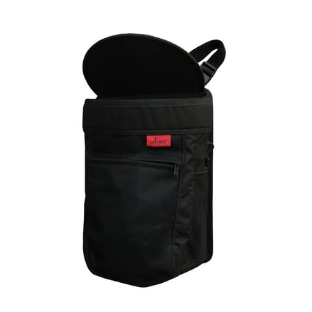 Lusso Gear | Car Trash Can | Hanging, Leakproof Vinyl Garbage Bin with Removable Liner | Large Capacity, Flip Open Lid | Hang or Mount | 2.5 Gallon, Black