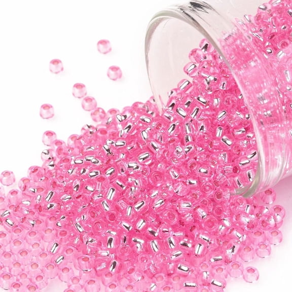 TOHO 11/0 Round Beads Japanese Seed Beads (38) Silver Lined Pink 11/0 2.2mm Hole: 0.8mm 1110pcs/10g