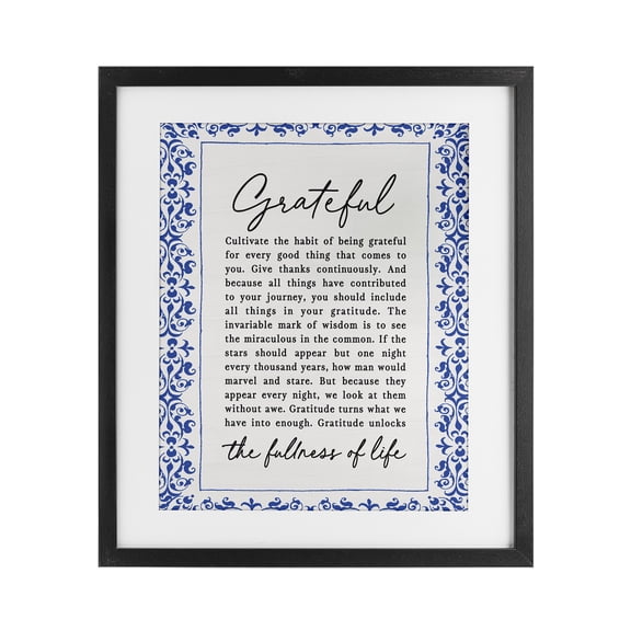 Stupell Industries Traditional Gratitude Unlocks Fullness Of Life Black Framed Print Under Glass, 13 x 16, by Lettered and Lined