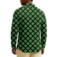 thumbnail image 6 of Men's St. Patrick's Day Shamrock Plaid Polo Collar Long Sleeve Pullover Top, 6 of 6