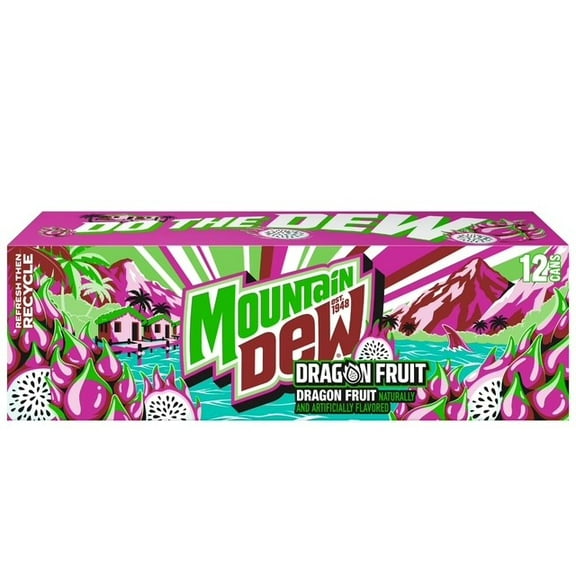 Mountain Dew Soda Dragon Fruit Limited Edition 12 fl oz, 12 Count