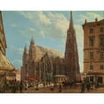 thumbnail image 2 of Rudolf von Alt 24x20 Black Ornate Framed Double Matted Museum Art Print Titled: The St. Stephen's Cathedral in Vienna (1832), 2 of 5