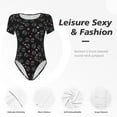 thumbnail image 4 of Pofeuu Cool Skull Love Print Short Sleeve Body Suits Women Round Neck Bodysuits for Women Onesie Adult Set Body Suit-, 4 of 7