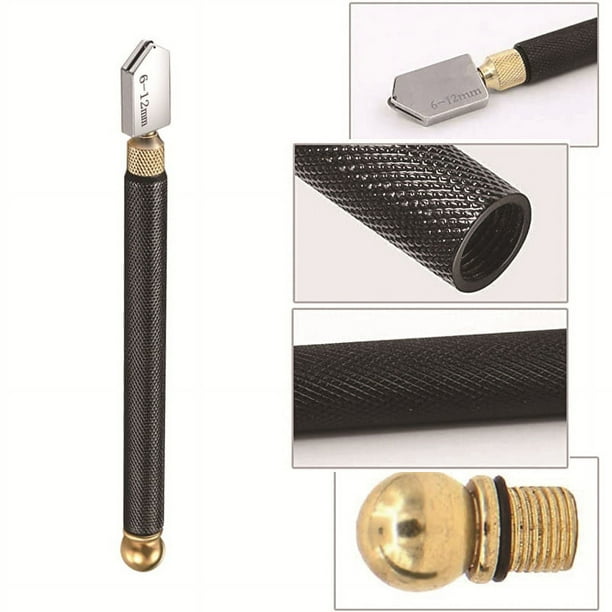 Juego de herramientas para cortar vidrio Punta de carburo de alimentación de aceite estilo lápiz de 2 mm-20 mm con 2 cuchillas adicionales y destornillador