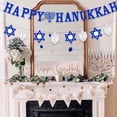 thumbnail image 3 of Happy Hanukkah Banner Chanukah Decorations Festival Party Decorations Silver Blue Glitter with Star for Hanukkah Holiday Wall Fireplace Party Supplies, 3 of 5