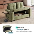 thumbnail image 3 of LINSY HOME 57.4" Modular Sectional Loveseat Sofa with Storage & Foldable Side Table for Small Spaces, 2-Seat Sofa with USB Charging for Living Room, Chenille Green, 3 of 10