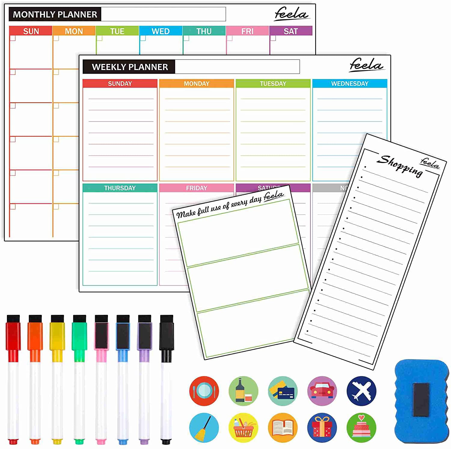 Magnetic Whiteboard Monthly Weekly Planner Calendar Schedule For Refrigerator 