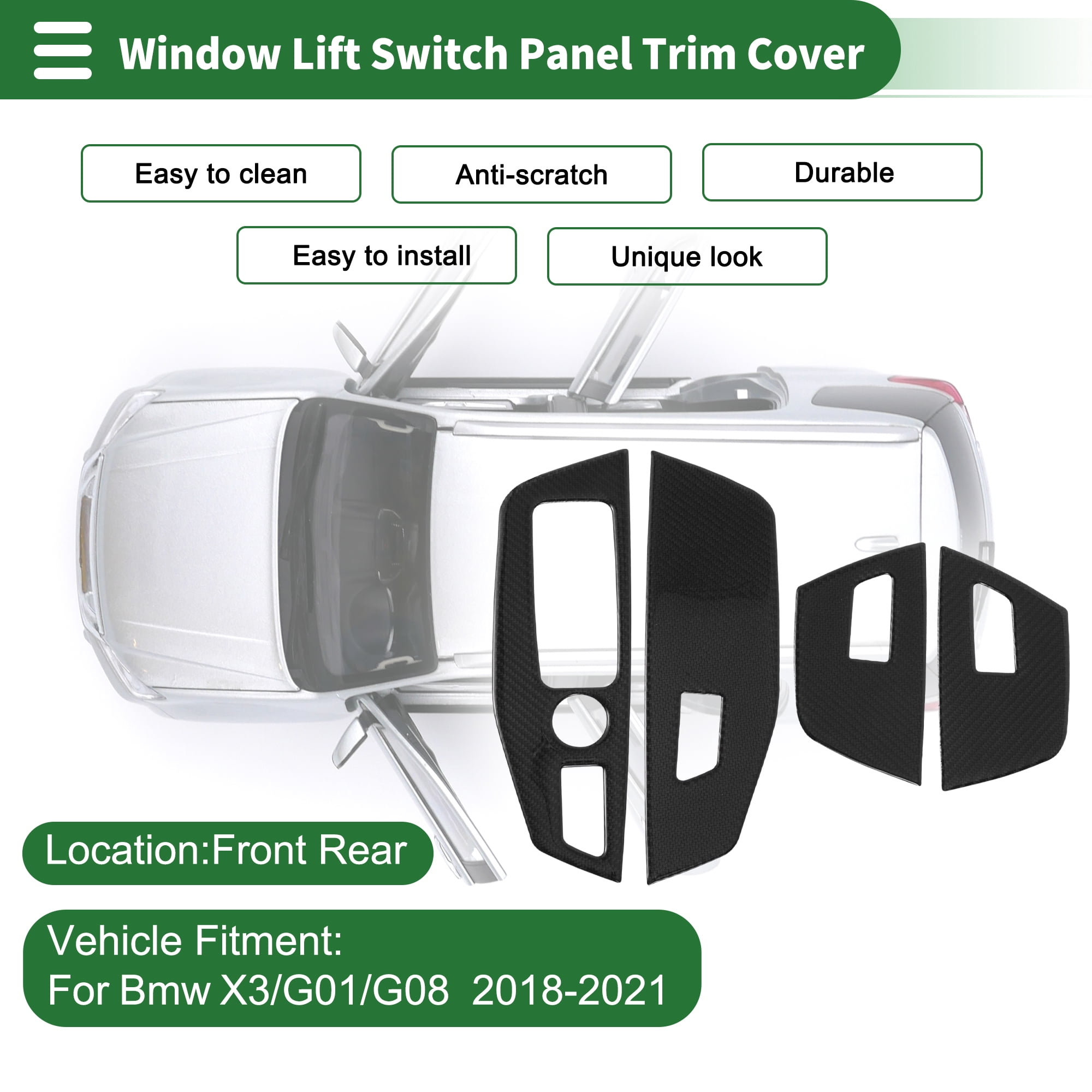 Unique Bargains Window Lift Switch Cover for BMW X3 2018-2021 Black
