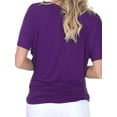 thumbnail image 3 of Womens Solid V-Neck Boat Neck Dolman Top with Side Shirring Drape Tunic Short Sleeve, 3 of 5
