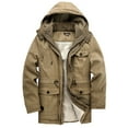 thumbnail image 5 of IYTR Men's Winter Warm Hooded Coats Solid Color Long Sleeve Thicken Fleece Jackets Parkas Outwear with Pockets Khaki XL, 5 of 6