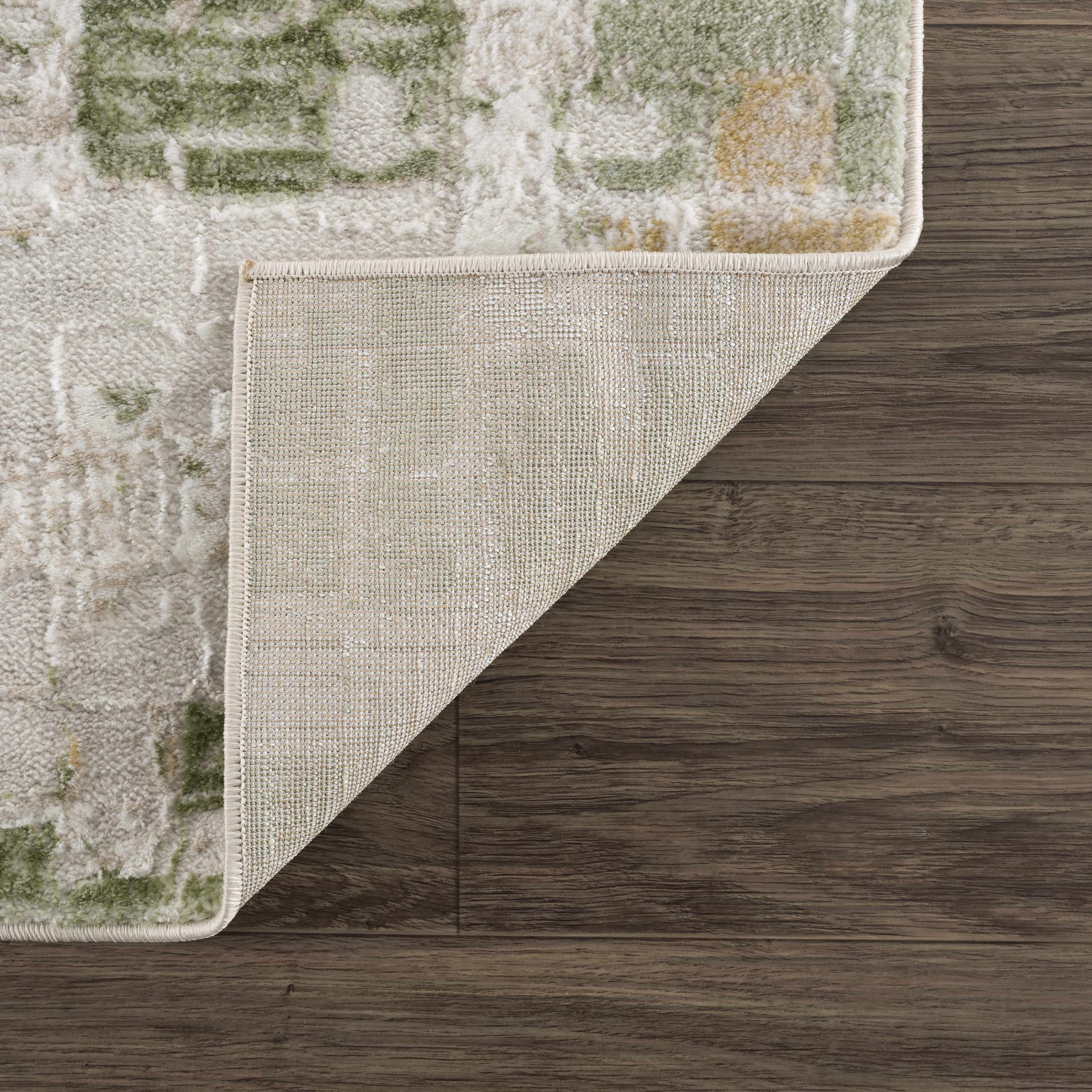 Hauteloom Liverpool Modern Abstract Bedroom Living Room Area Rug - Square Tile Carpet - Contemporary Bohemian Farmhouse - Green, Brown, Cream, Beige, Ivory - 7'10" x 10'