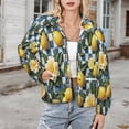 thumbnail image 3 of Jackets for Women Winter Coat Jackets Flannel Stand Collar Jacket(Lemons And Flowers on Checkered Background,Size:S-4XL), 3 of 7