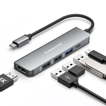 Lemorele USB C Docking Station, 5 in 1 Aluminum Case with 4k HDMI, 3 USB A, Pd 100w USB Adapter for Macbook Air/Pro M1, iPad M1, Windows, Switch, Lenovo, Android